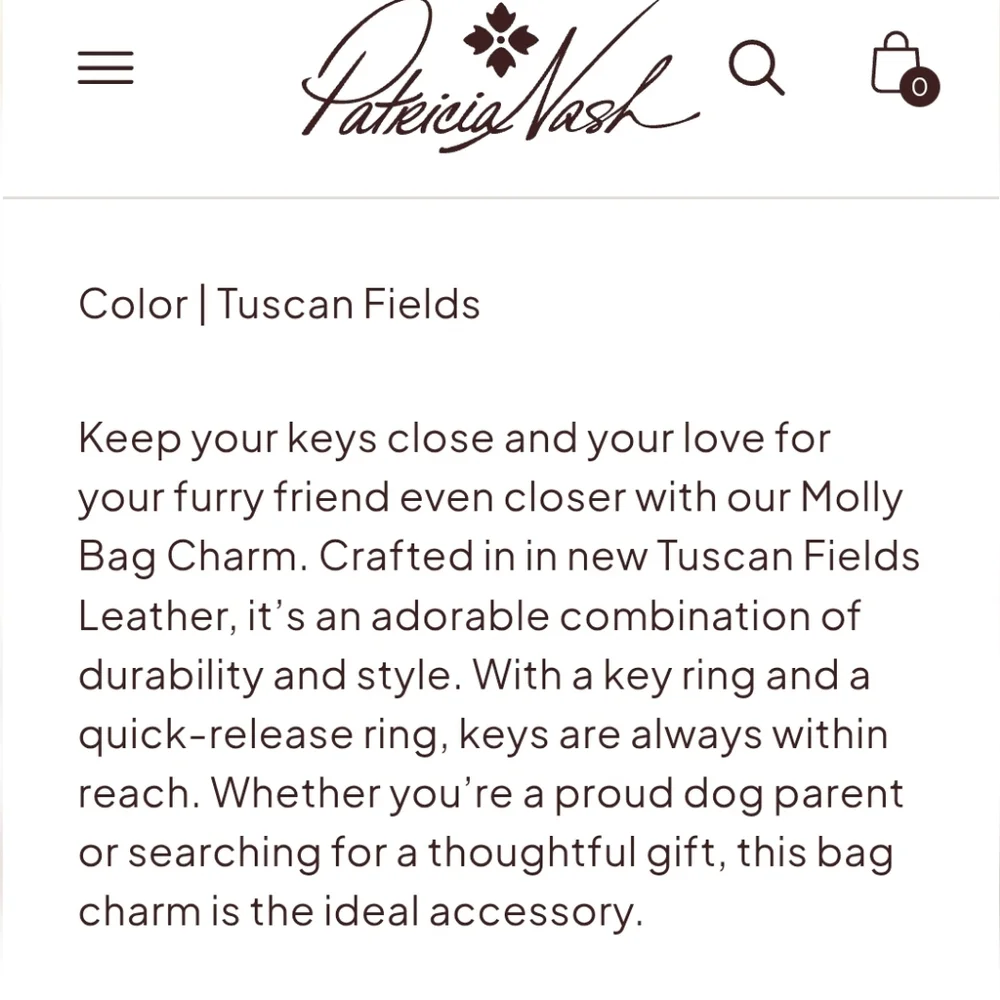 Patricia Nash Cream and Floral Leather Dog Keychain